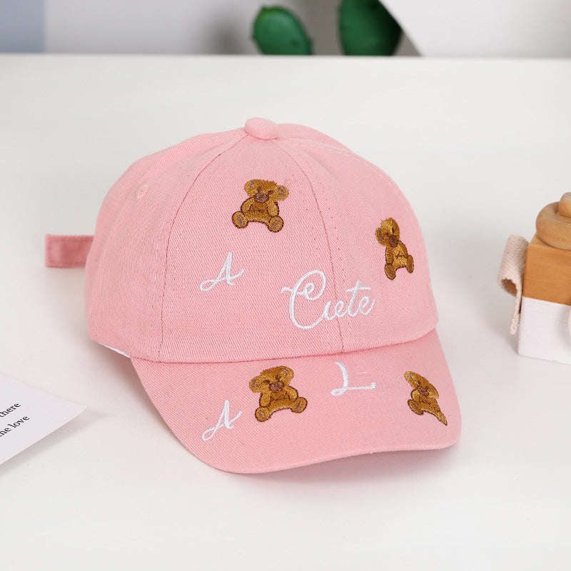 Wholesale Summer Cotton Teddy Bear Embroidered Children's Baseball Caps